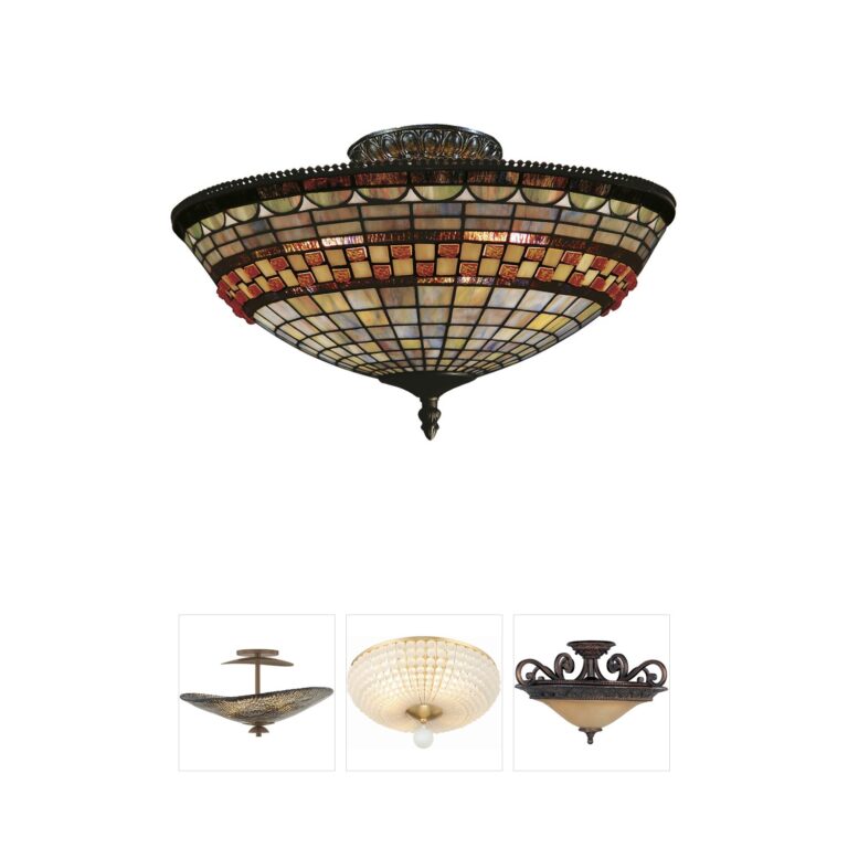 Atlas Lighting & Home Jewelstone 16" Multicolor Tiffany Glass Semi-Flush Mount