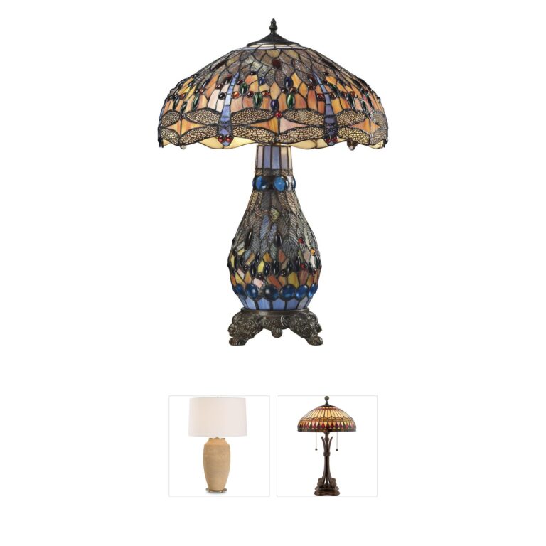 Atlas Lighting & Home Dragonfly 3-Light Tiffany Glass Table Lamp