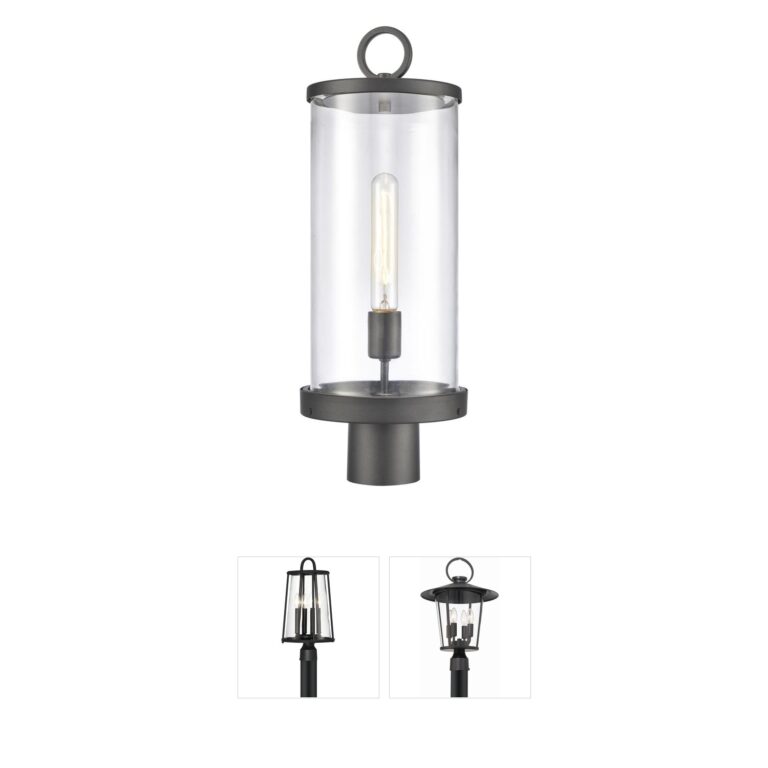 Atlas Lighting & Home Hopkins Charcoal Outdoor Post Light with Handblown Glass