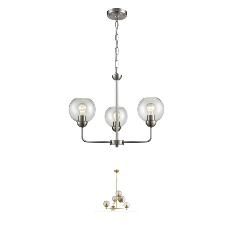 Atlas Lighting & Home Astoria Brushed Nickel Clear Glass Chandelier