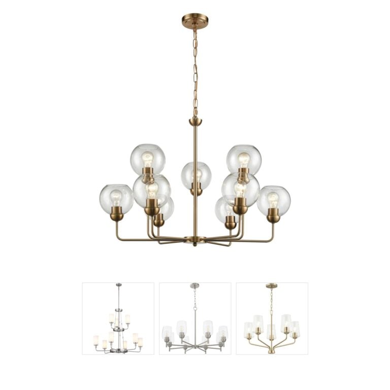 Atlas Lighting & Home Astoria 9-Light Steel Chandelier with Clear Glass