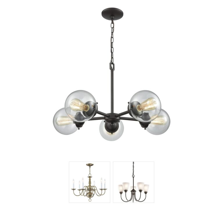 Atlas Lighting & Home Beckett 5-Light Oil Rubbed Bronze Chandelier with Clear Glass