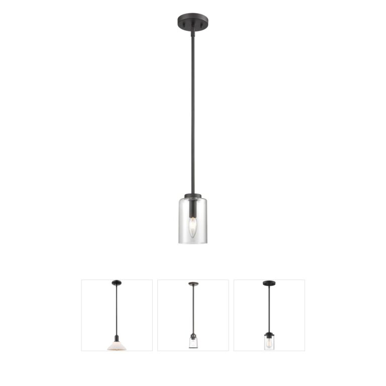 Atlas Lighting & Home West End 1-Light Oil Rubbed Bronze Mini Pendant with Clear Glass