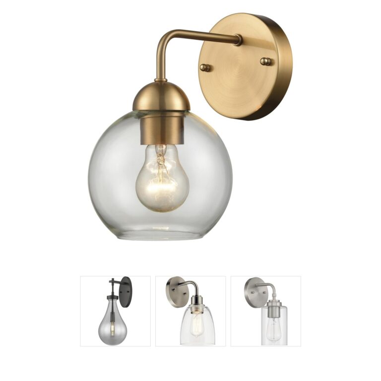 Atlas Lighting & Home Astoria 1-Light Satin Gold and Clear Glass Wall Sconce