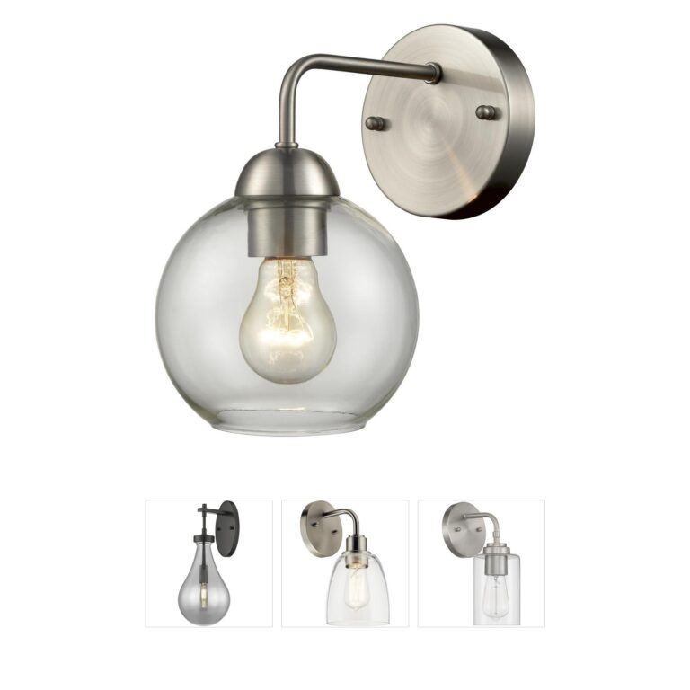 Atlas Lighting & Home Astoria Brushed Nickel and Clear Glass Wall Sconce