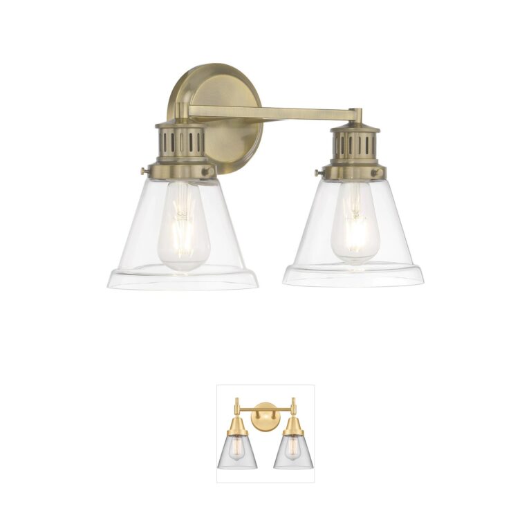Atlas Lighting & Home Alden 2-Light Steel Vanity Light with Clear Glass
