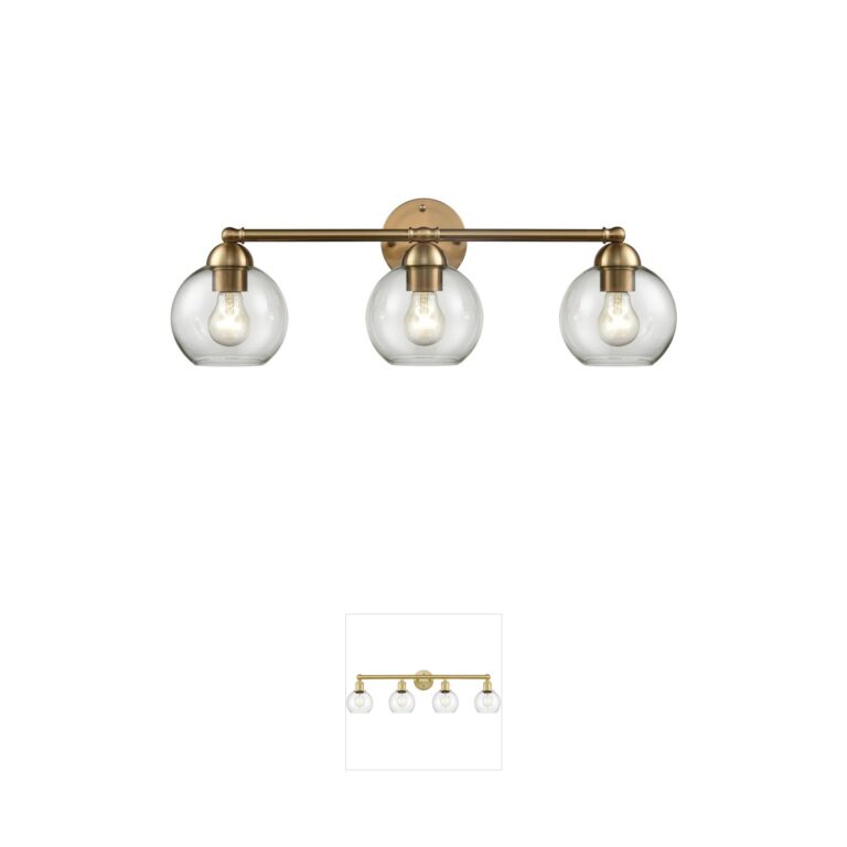 Atlas Lighting & Home Astoria 25-Inch 3-Light Clear Glass Vanity Light in Satin Gold
