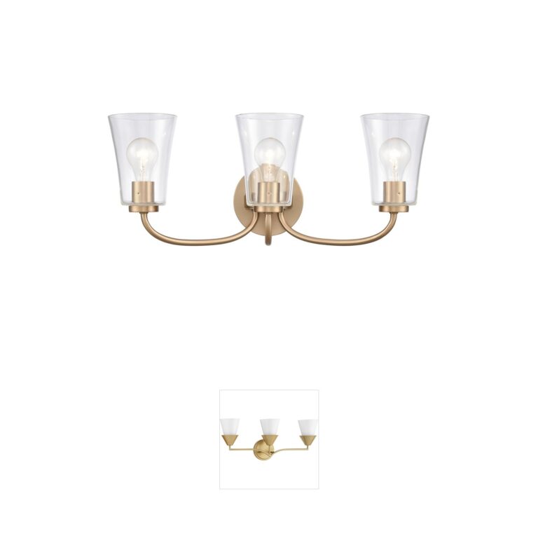 Atlas Lighting & Home Emily Brushed Gold 3-Light Vanity Sconce