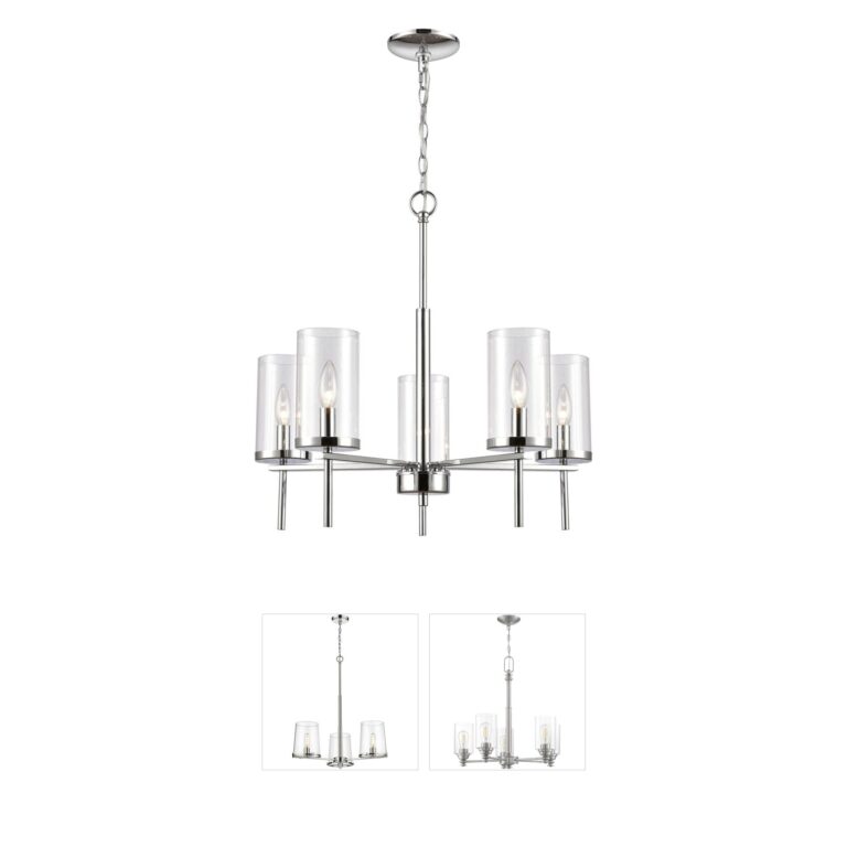 Atlas Lighting & Home Oakland Chrome and Clear Glass 5-Light Chandelier