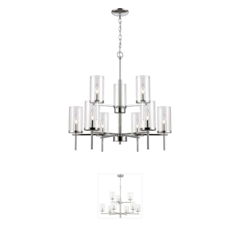 Atlas Lighting & Home Oakland 9-Light Chrome and Clear Glass Tiered Chandelier