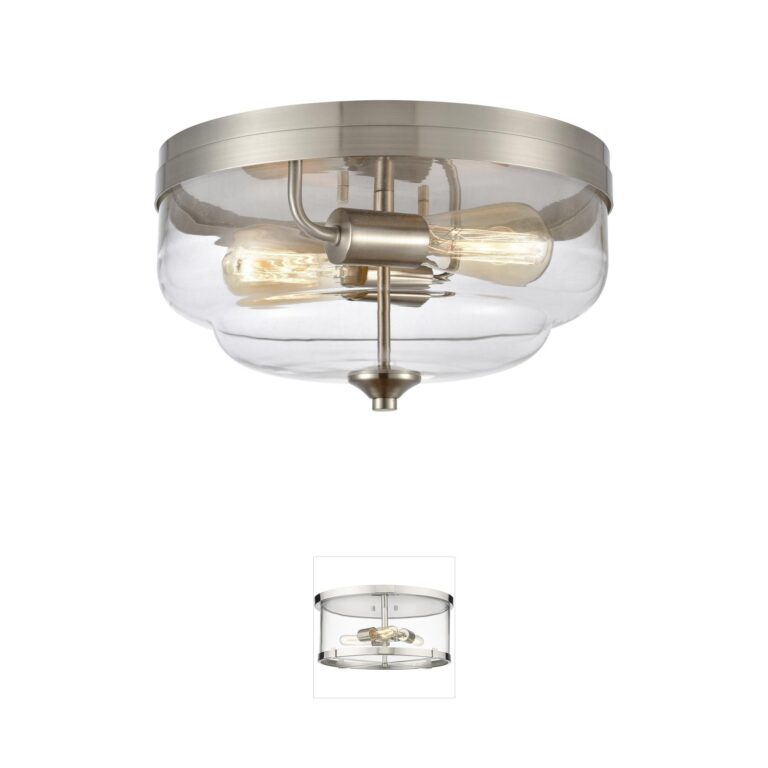 Atlas Lighting & Home Calistoga 13-Inch Clear Glass Flush Mount in Brushed Nickel