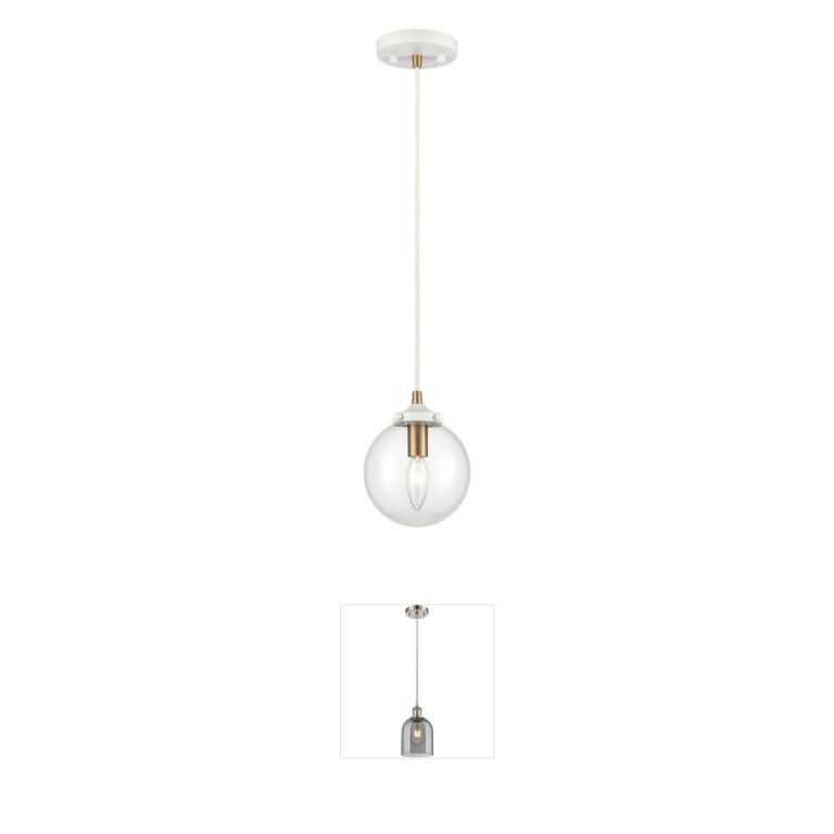 Atlas Lighting & Home Boudreaux Matte White Globe Mini Pendant with Clear Handblown Glass