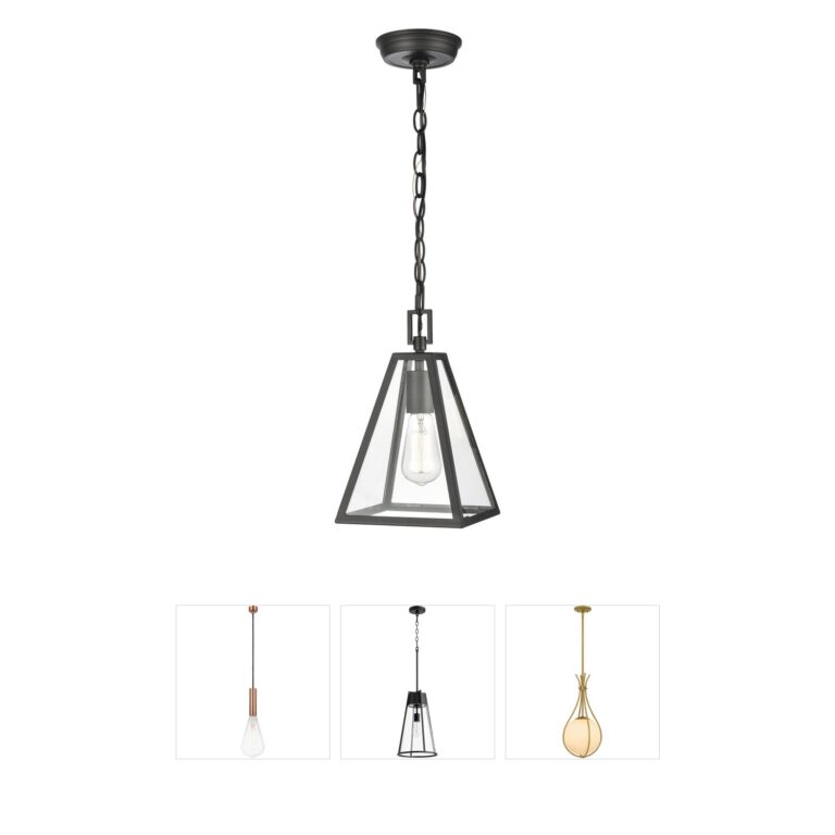 Atlas Lighting & Home Tangent 1-Light Matte Black Pyramid Mini Pendant with Clear Glass