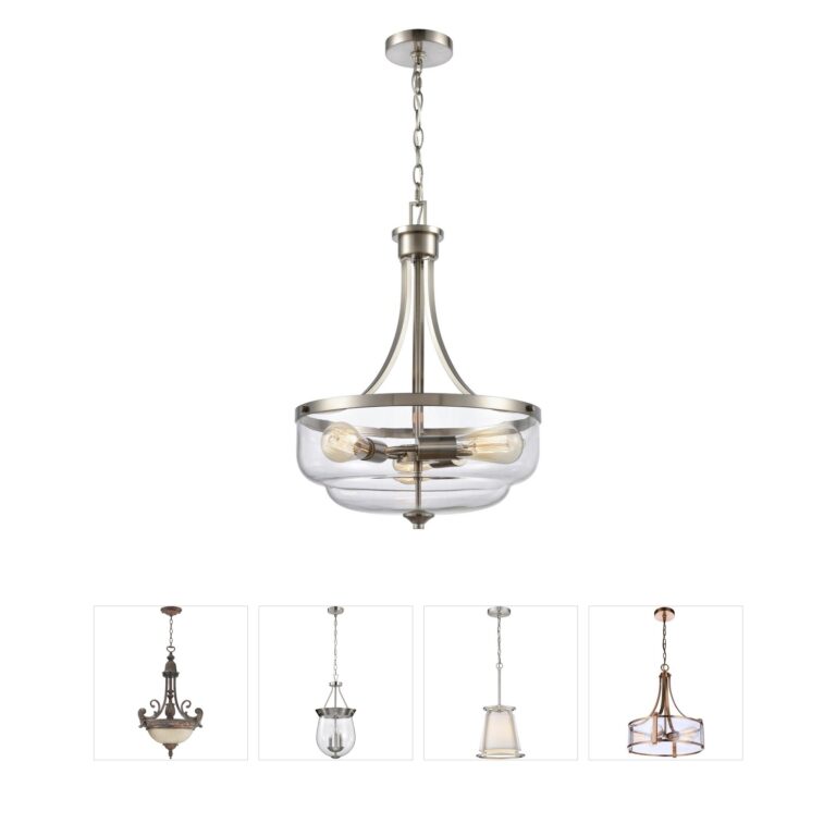 Atlas Lighting & Home Calistoga 17-Inch Brushed Nickel and Clear Glass Pendant