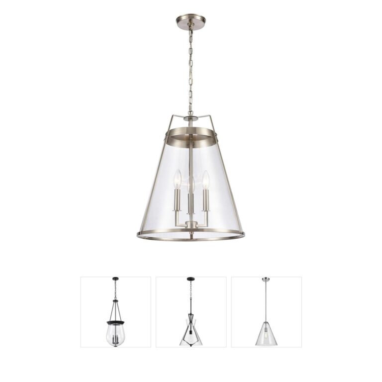 Atlas Lighting & Home Judy 16" Satin Nickel and Handblown Glass Pendant