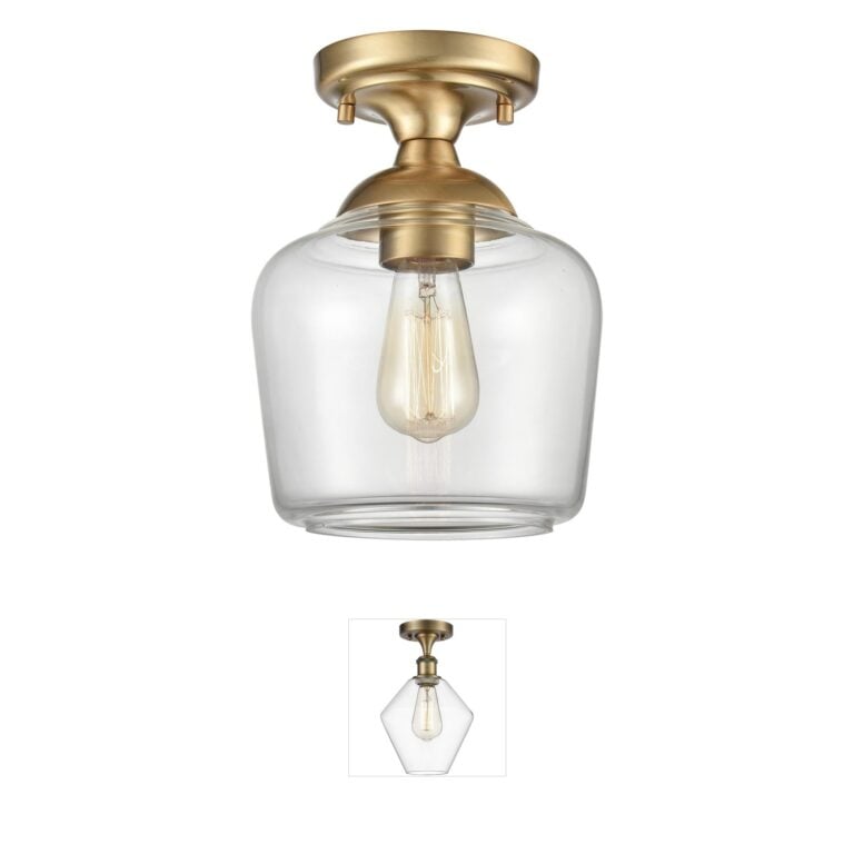 Atlas Lighting & Home Agnes Satin Brass Glass Semi-Flush Mount