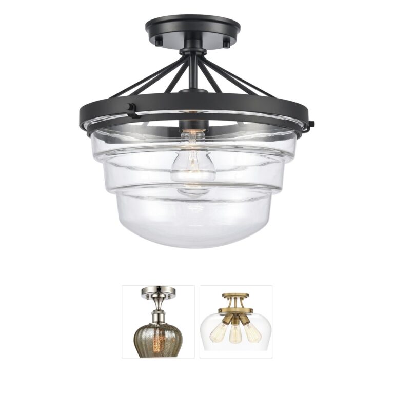 Atlas Lighting & Home Boyer Matte Black & Clear Glass Semi-Flush Mount