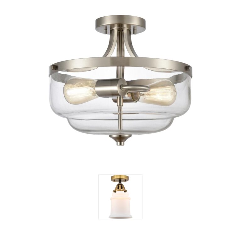 Atlas Lighting & Home Calistoga Brushed Nickel Steel & Clear Glass Semi-Flush Mount