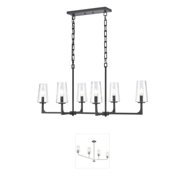 Atlas Lighting & Home Fitzroy 36-Inch 6-Light Matte Black Linear Chandelier