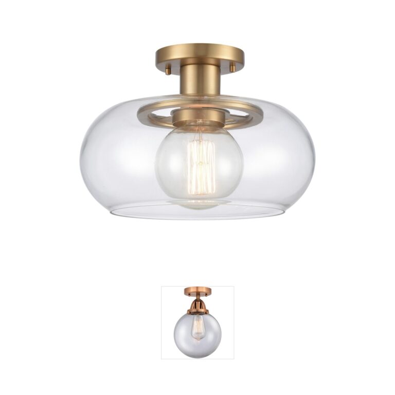 Atlas Lighting & Home Clement 13" Handblown Glass Semi-Flush Mount in Brushed Gold
