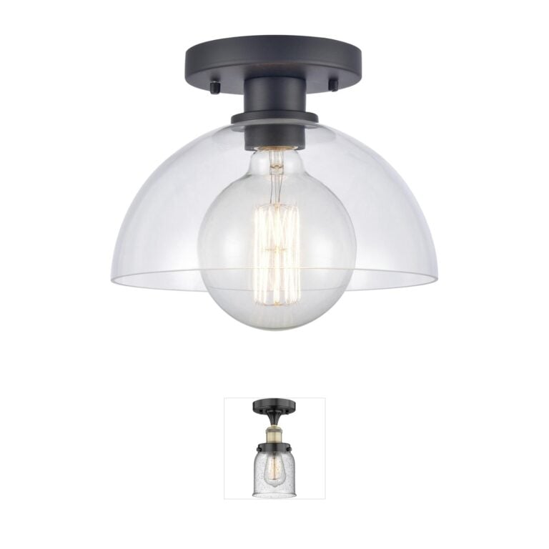 Atlas Lighting & Home Julian Matte Black Handblown Glass Semi-Flush Mount