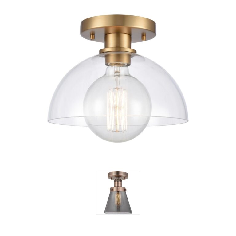Atlas Lighting & Home Julian 10-Inch Brushed Gold and Handblown Glass Semi-Flush Mount