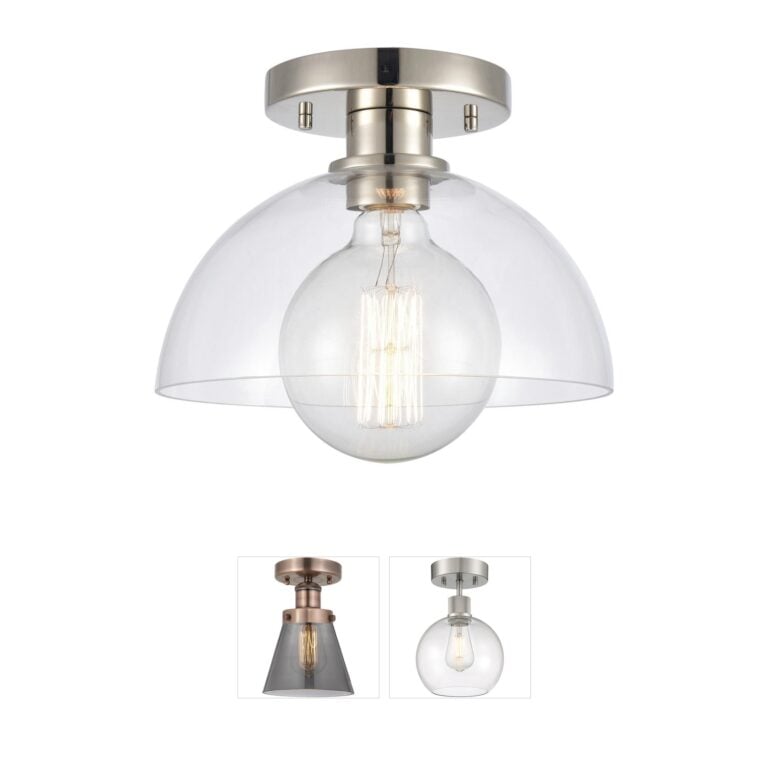 Atlas Lighting & Home Julian 10-Inch Polished Nickel Handblown Glass Semi-Flush Mount