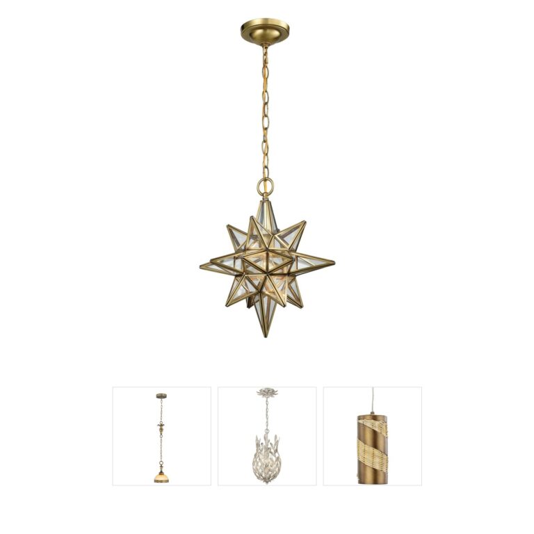 Atlas Lighting & Home Beamer 12-Inch Brushed Brass and Clear Glass Mini Pendant