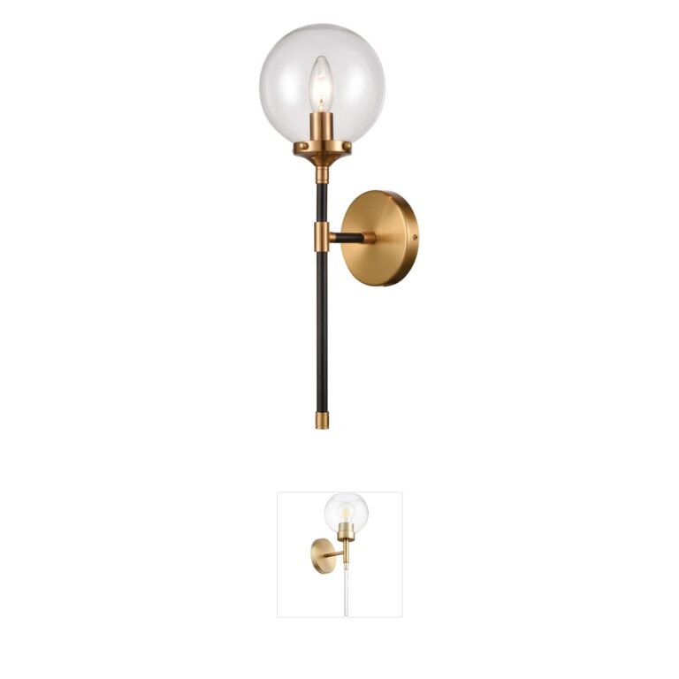 Atlas Lighting & Home Boudreaux 19-Inch Matte Black and Antique Gold Wall Sconce