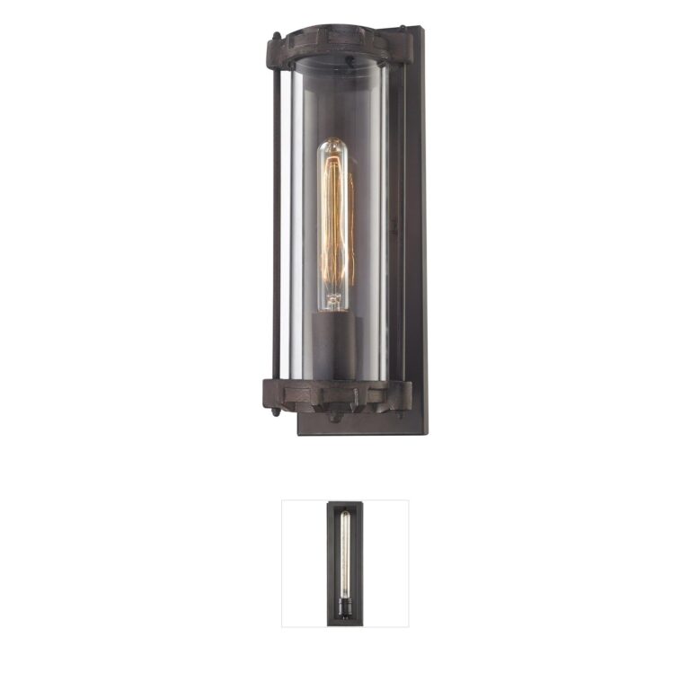 Atlas Lighting & Home Chasebrook 15-Inch Clay Iron and Clear Glass Wall Sconce