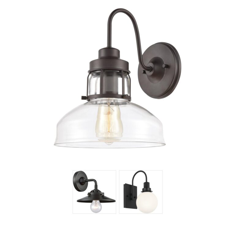 Atlas Lighting & Home Manhattan Boutique 12-Inch Oil Rubbed Bronze and Clear Glass Wall Sconce