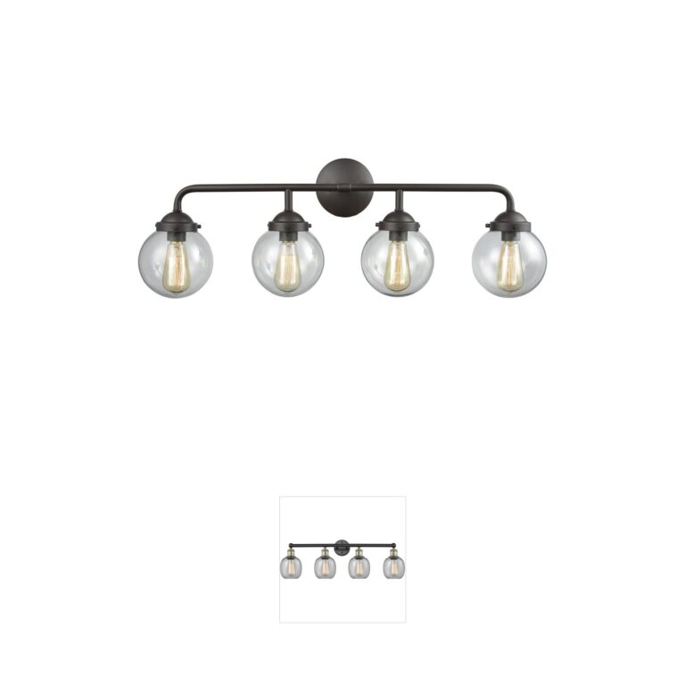 Atlas Lighting & Home Beckett 4-Light Oil Rubbed Bronze Metal Vanity Light with Clear Glass