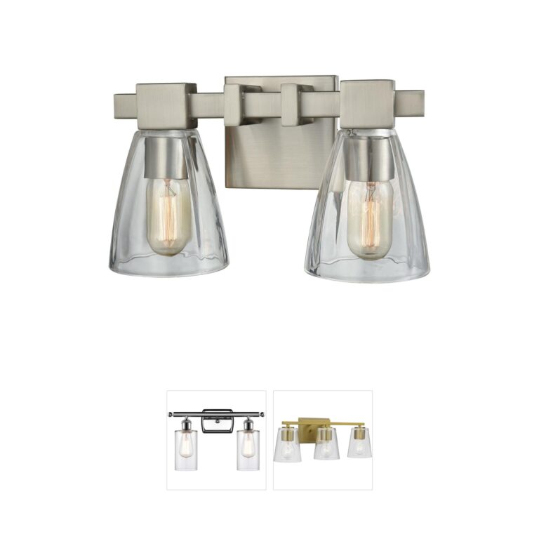 Atlas Lighting & Home Ensley 12-Inch 2-Light Satin Nickel Vanity Light with Clear Glass