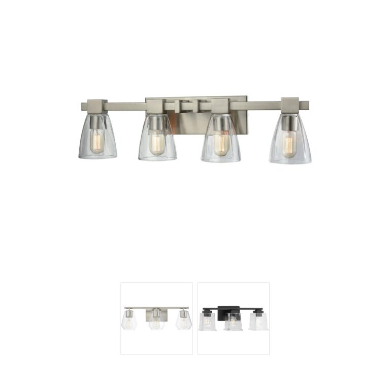 Atlas Lighting & Home Ensley 4-Light Satin Nickel Vanity Light with Clear Glass