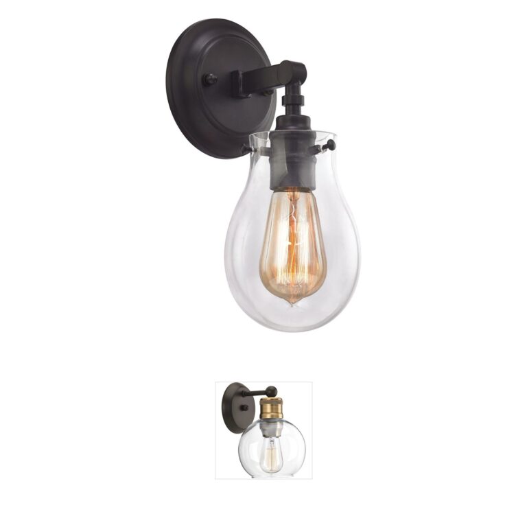 Atlas Lighting & Home Jaelyn Oil Rubbed Bronze 1-Light Sconce with Clear Glass