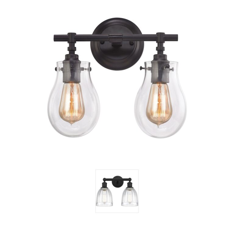 Atlas Lighting & Home Jaelyn 2-Light Oil Rubbed Bronze Vanity Light with Clear Glass