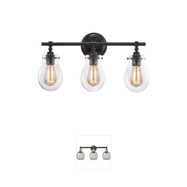 Atlas Lighting & Home Jaelyn 3-Light Oil Rubbed Bronze Steel Vanity Light with Clear Glass Shades