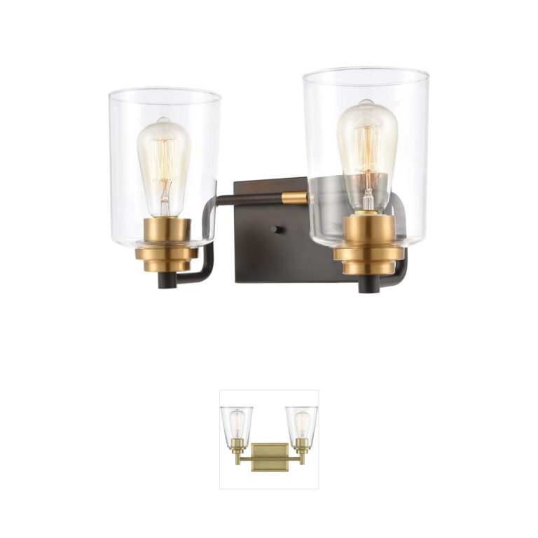 Atlas Lighting & Home Robins 2-Light Steel Vanity Light with Clear Glass