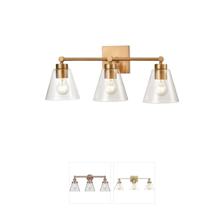 Atlas Lighting & Home East Point 3-Light Satin Brass Steel Vanity Light