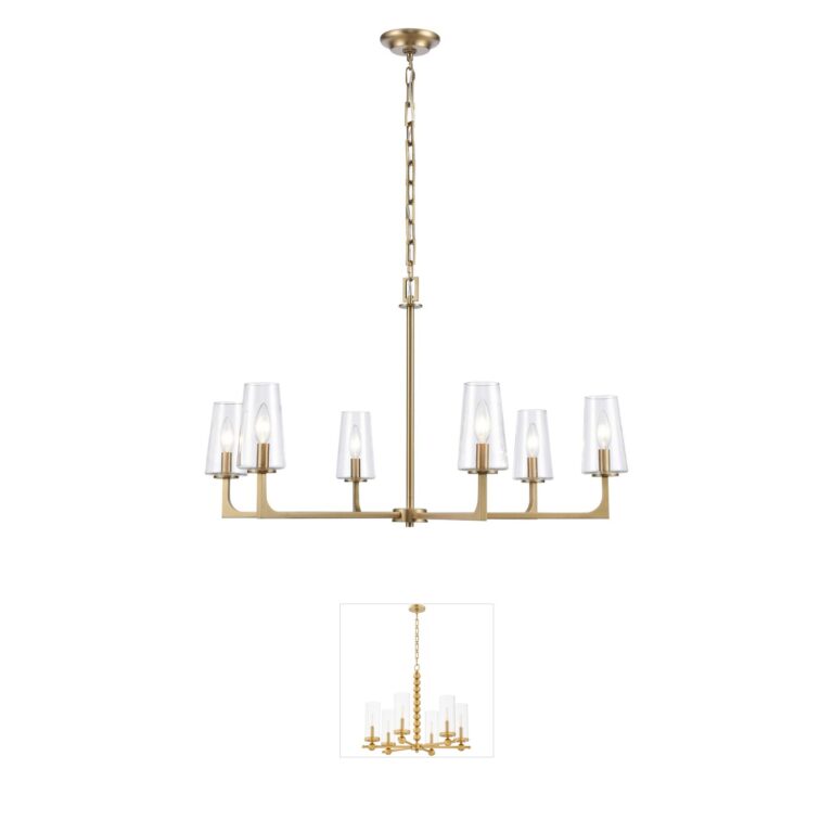 Atlas Lighting & Home Fitzroy 6-Light Lacquered Brass and Handblown Glass Chandelier