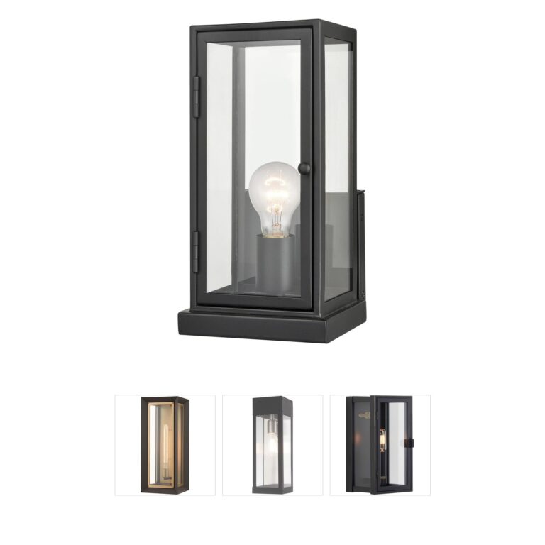 Atlas Lighting & Home Foundation 12-Inch Matte Black and Clear Glass Outdoor Wall Sconce