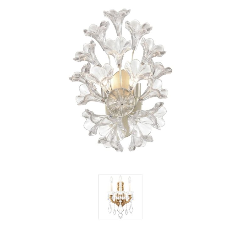 Atlas Lighting & Home Celene 17-Inch 2-Light Aged Silver Sconce with Glass Floretes