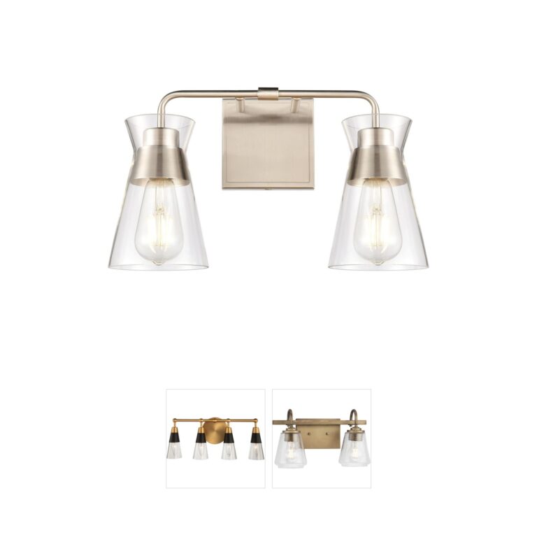 Atlas Lighting & Home Brookville 15-Inch 2-Light Satin Nickel Vanity Light with Clear Glass