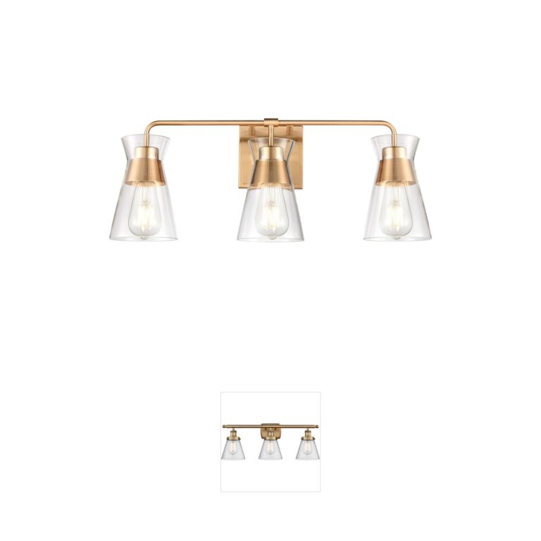 Atlas Lighting & Home Brookville 3-Light Burnished Brass Vanity Light with Clear Glass