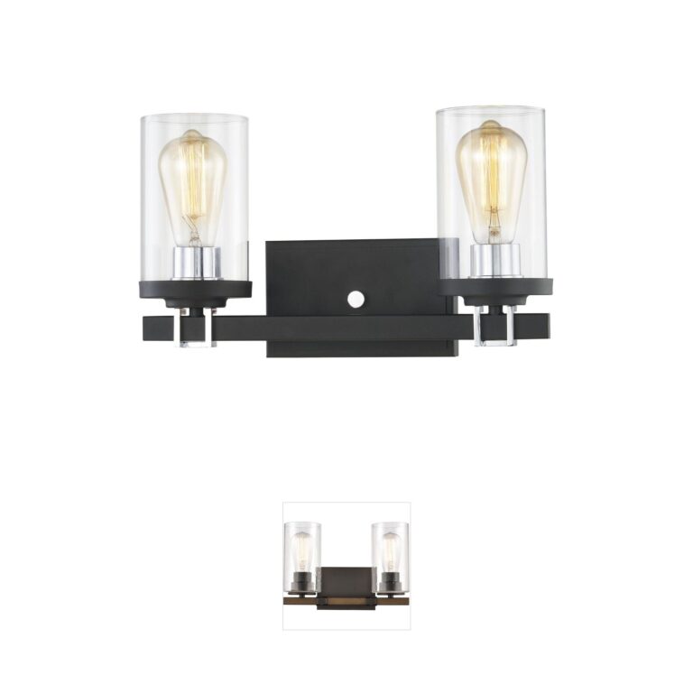 Atlas Lighting & Home Holdfast 2-Light Steel Vanity Light with Clear Glass