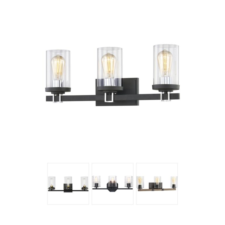 Atlas Lighting & Home Holdfast 22-Inch 3-Light Charcoal and Polished Chrome Vanity