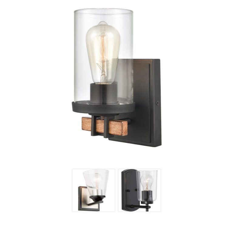 Atlas Lighting & Home Holdfast Charcoal Steel Sconce with Clear Glass