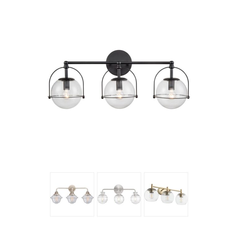 Atlas Lighting & Home Langford 24-Inch 3-Light Matte Black Vanity Light with Clear Glass