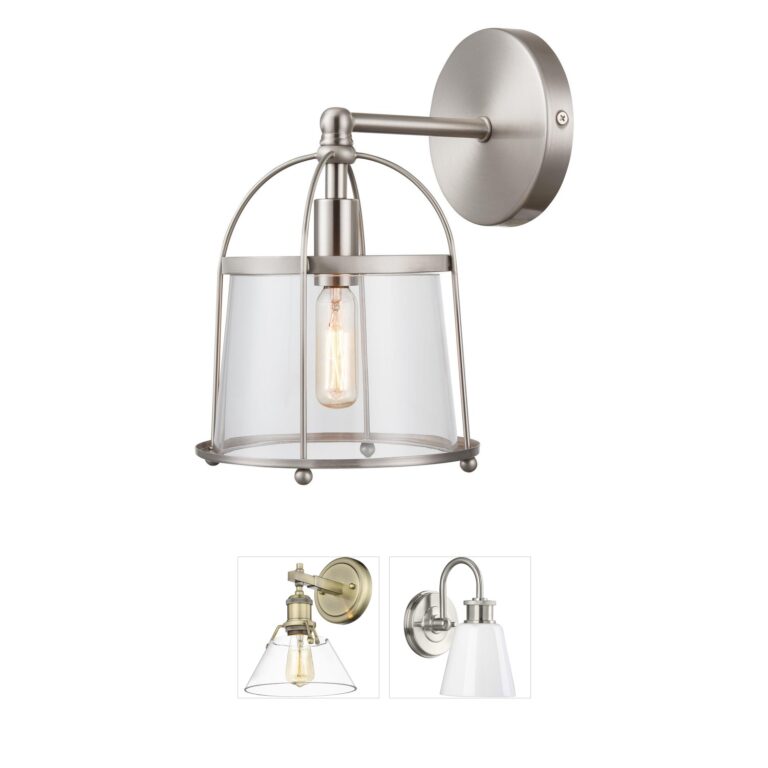 Atlas Lighting & Home Merrick 1-Light Satin Nickel Sconce with Clear Glass