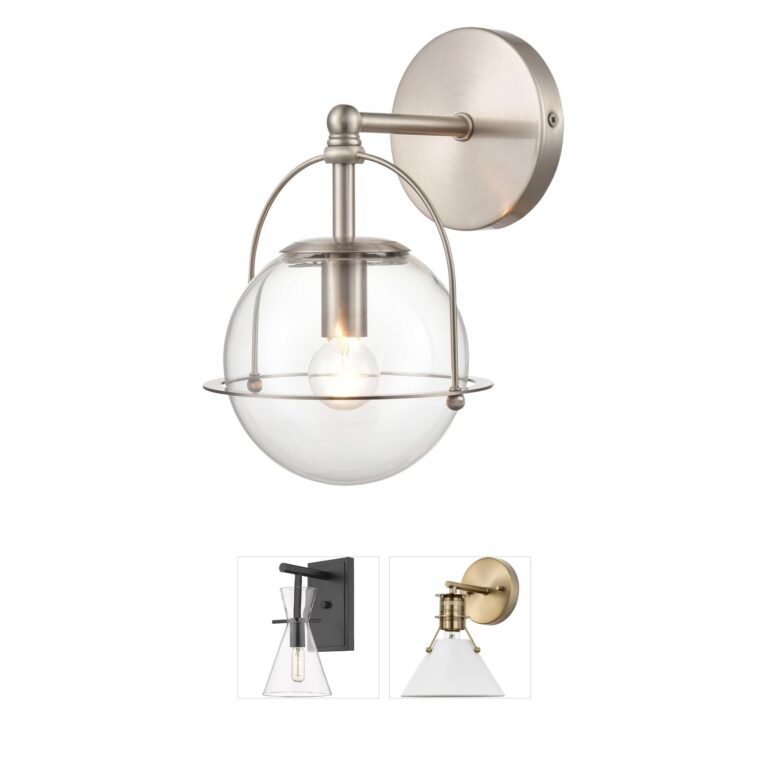 Atlas Lighting & Home Langford 1-Light Satin Nickel Steel Sconce